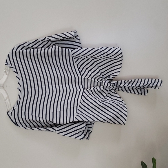 Express striped bell sleeve tie back top, nautical, coastal women's size medium - Picture 4 of 6